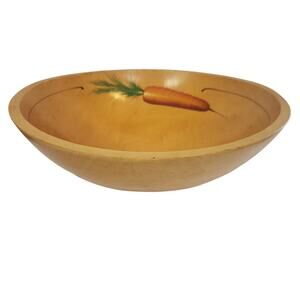 VINTAGE HAND-PAINTED 14 inch wooden bowl